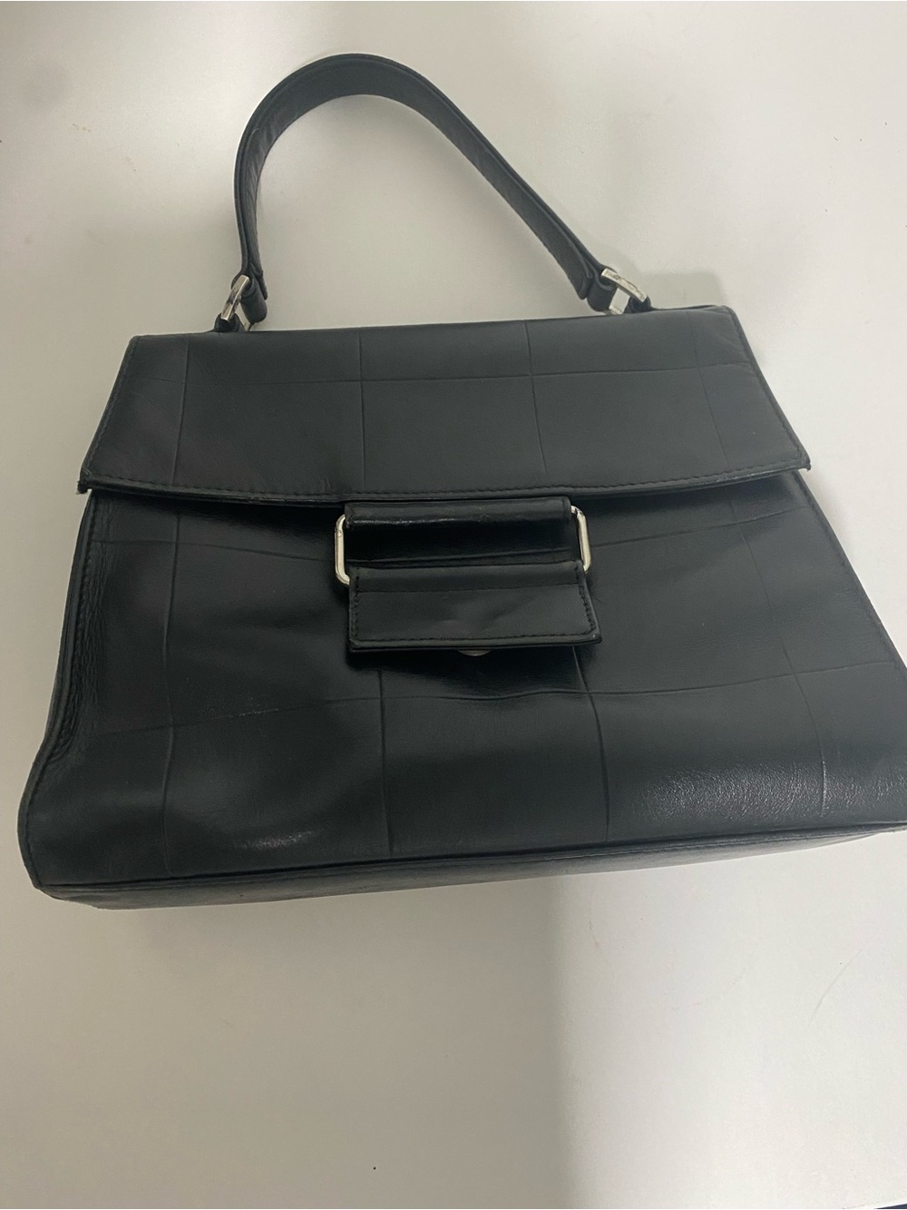 Classic Black Women's Top-Handle Leather Bag